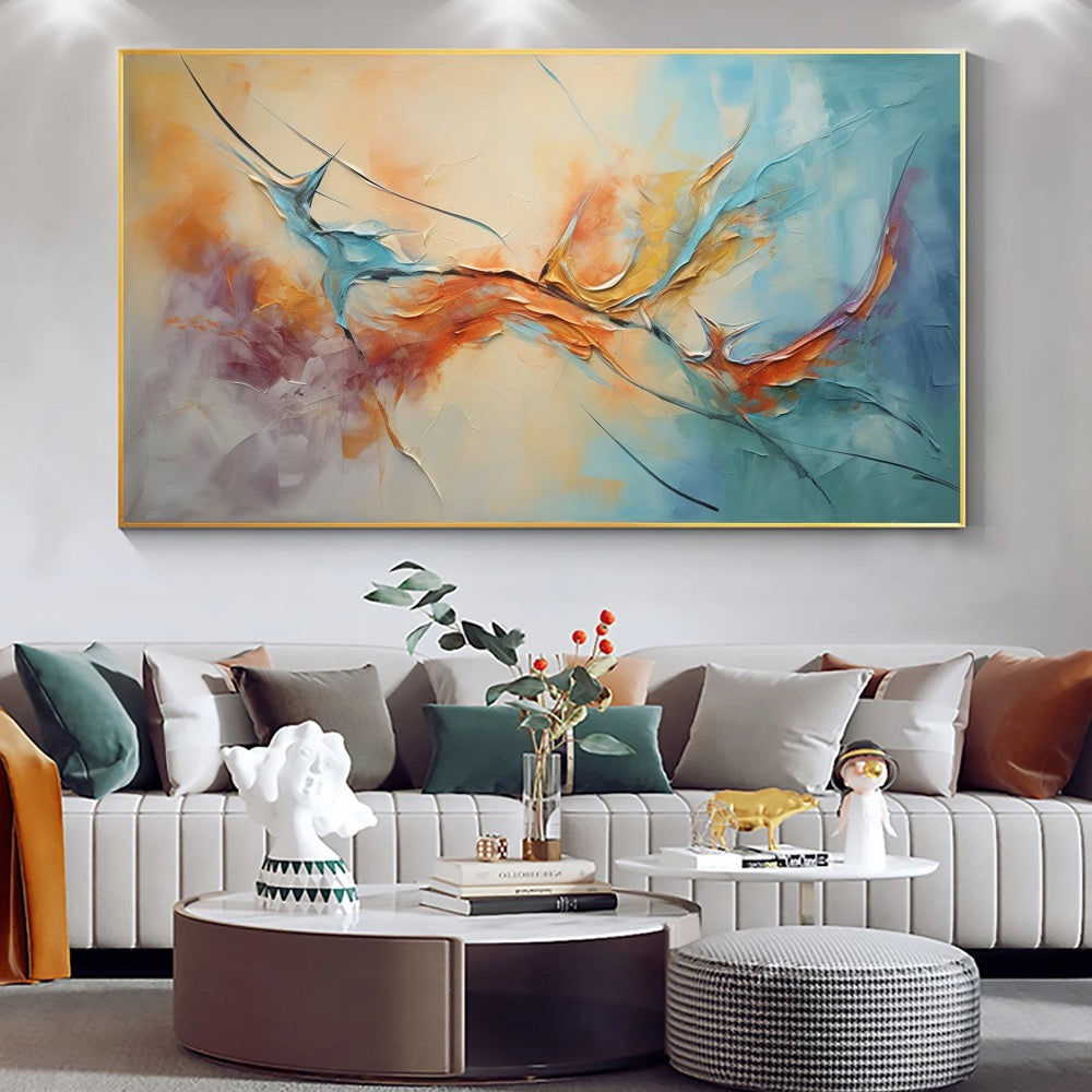 Original Framed Colorful Oil Painting On Canvas, Large Wall Art, Abstract Flowers Painting, Custom Painting