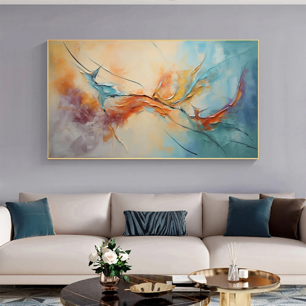 Original Framed Colorful Oil Painting On Canvas, Large Wall Art, Abstract Flowers Painting, Custom Painting