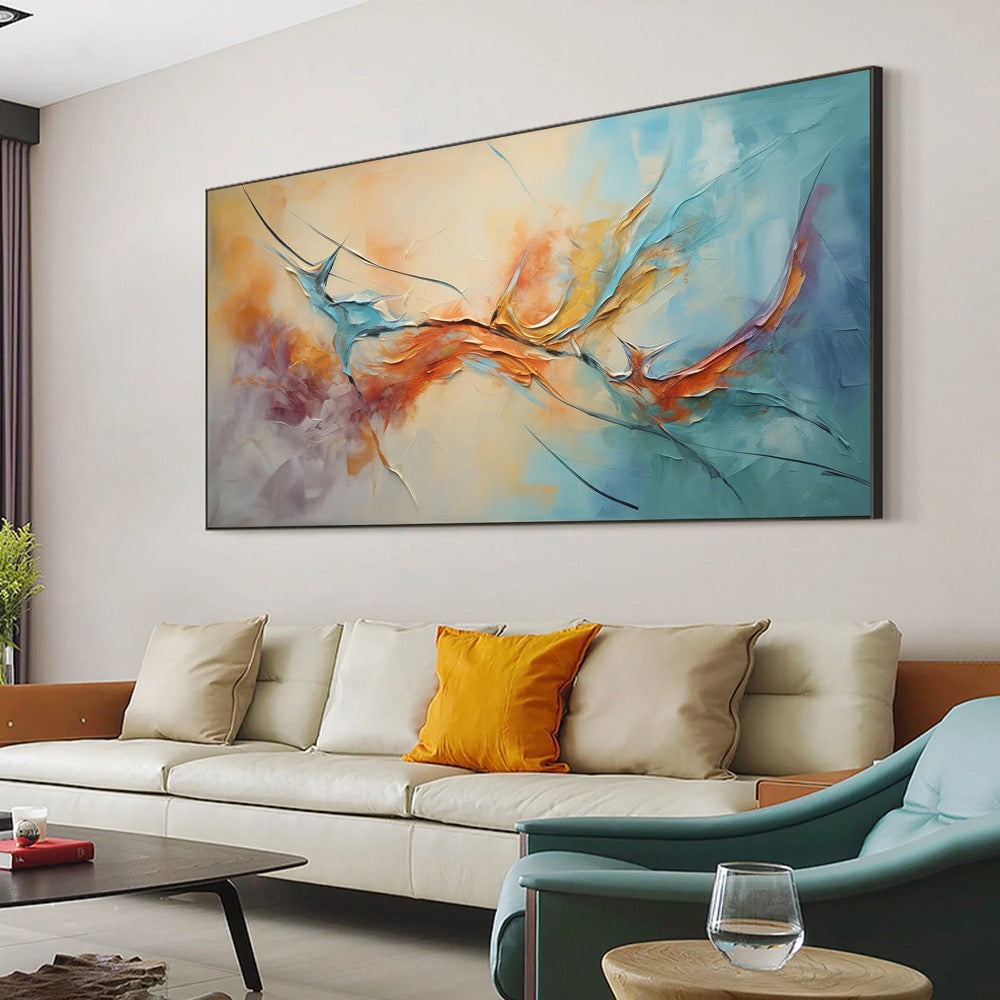 Original Framed Colorful Oil Painting On Canvas, Large Wall Art, Abstract Flowers Painting, Custom Painting
