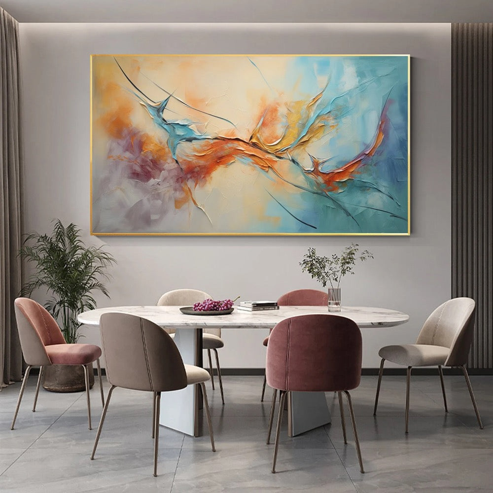 Original Framed Colorful Oil Painting On Canvas, Large Wall Art, Abstract Flowers Painting, Custom Painting